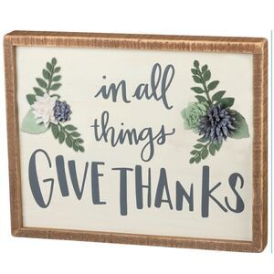 Give Thanks Motivational Sign Thanksgiving Christmas Holiday Decor Wall Art NWT